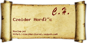 Czeider Horác névjegykártya